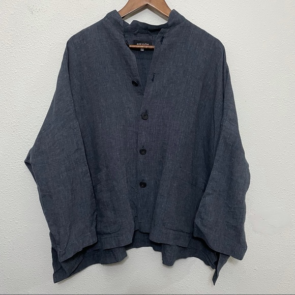 Eskandar Long Sleeve Button Up Linen Shirt 0 XS